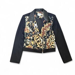 Vintage Alberto Makali Leopard Print Moto Jacket Size 12 New With Tags USA